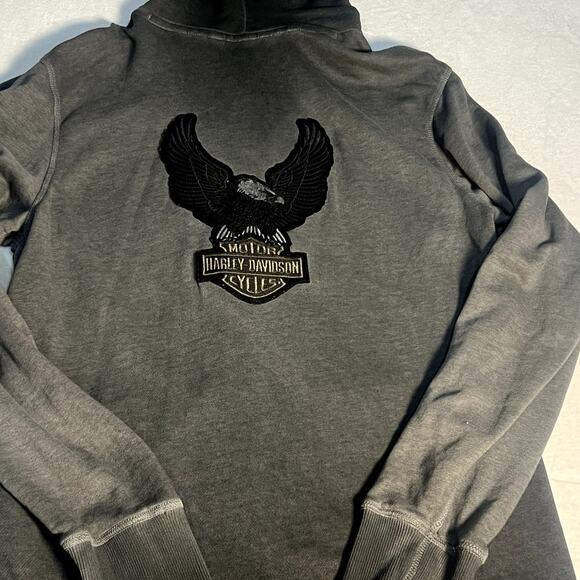Harley-Davidson Men’s Zip-Up Grey Hooded Sweatshirt Size Large - Picture 10 of 10